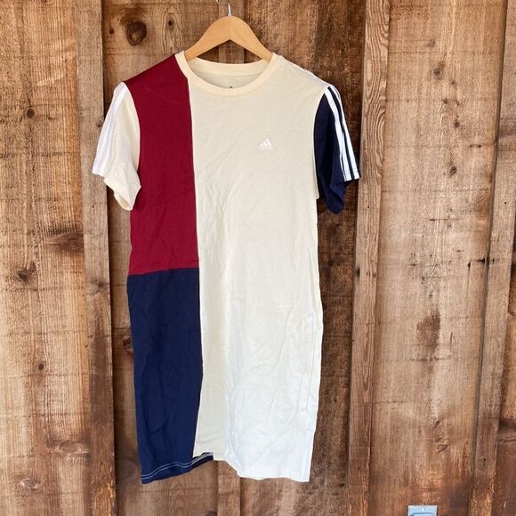 Adidas Essentials Color-block Boyfriend Mini T-shirt Dress - Picture 2 of 8